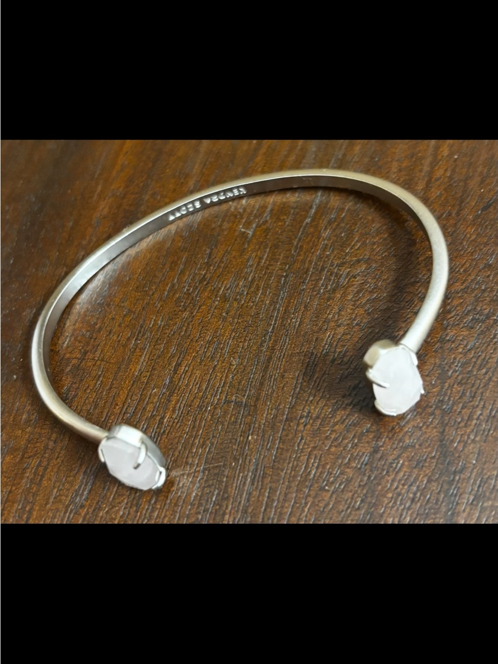 Kendra Scott Silver Cuff Bracelet with White Stone Ends